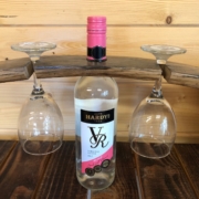 Whiskey Oak barrel wine bottle / glass holder